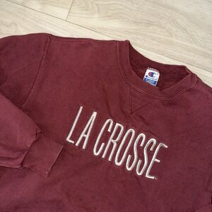 Vintage 90s UW La Crosse Champion Sweatshirt Size XL Maroon College Cozy Gift